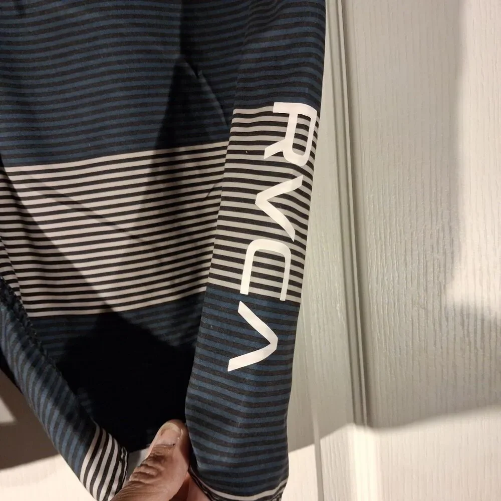 RVCA swim trunks board shorts mens 36 blue striped classic non-stretch surf